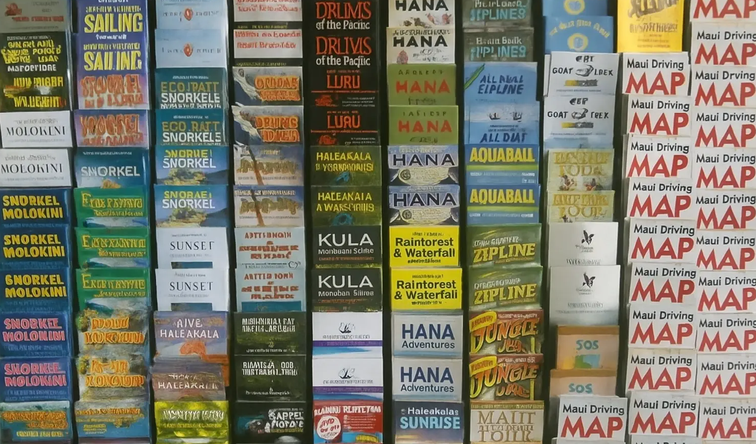 tourist publications rack Hawaii Maui Kauai and Maui Map